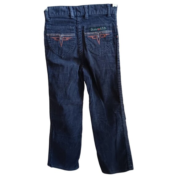 21x21 Boys 7 Slim Vintage Cords Jeans 1970's Kids Pants Embroidered Disco Pocket - Picture 2 of 7